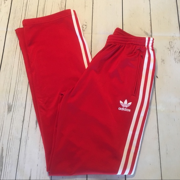 adidas red stripe joggers